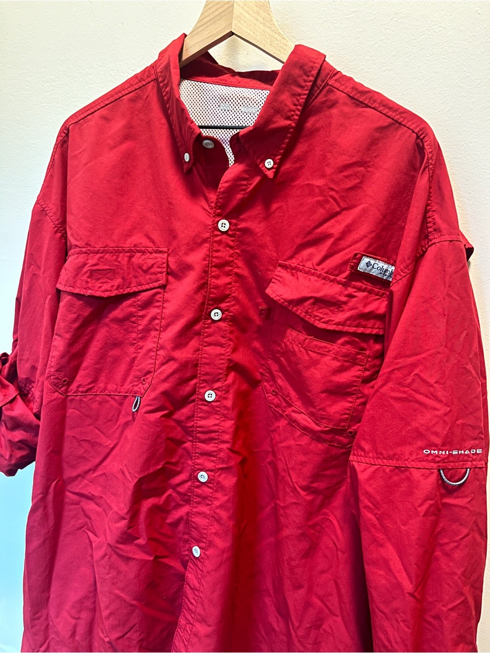 Columbia Men's Bright Red Fishing Shirt Jacket